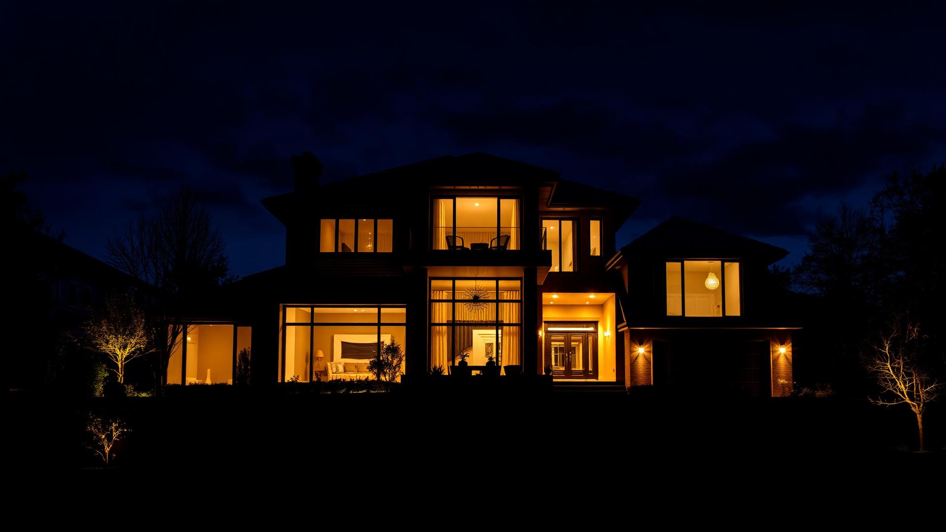 Luxury property at dusk